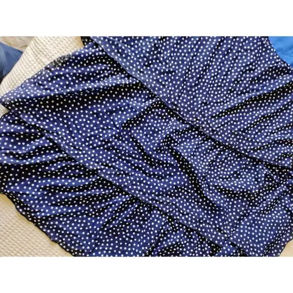 1X Coldwater Creek Blue And White Polkadot Layered Ruffles Sleeveless Blouse. 18 - Picture 10 of 16